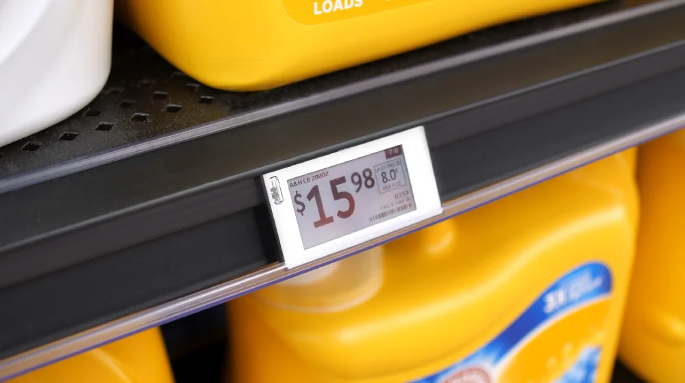Digital shelf label in a Walmart U.S. store, from Walmart’s official March 2026 announcement