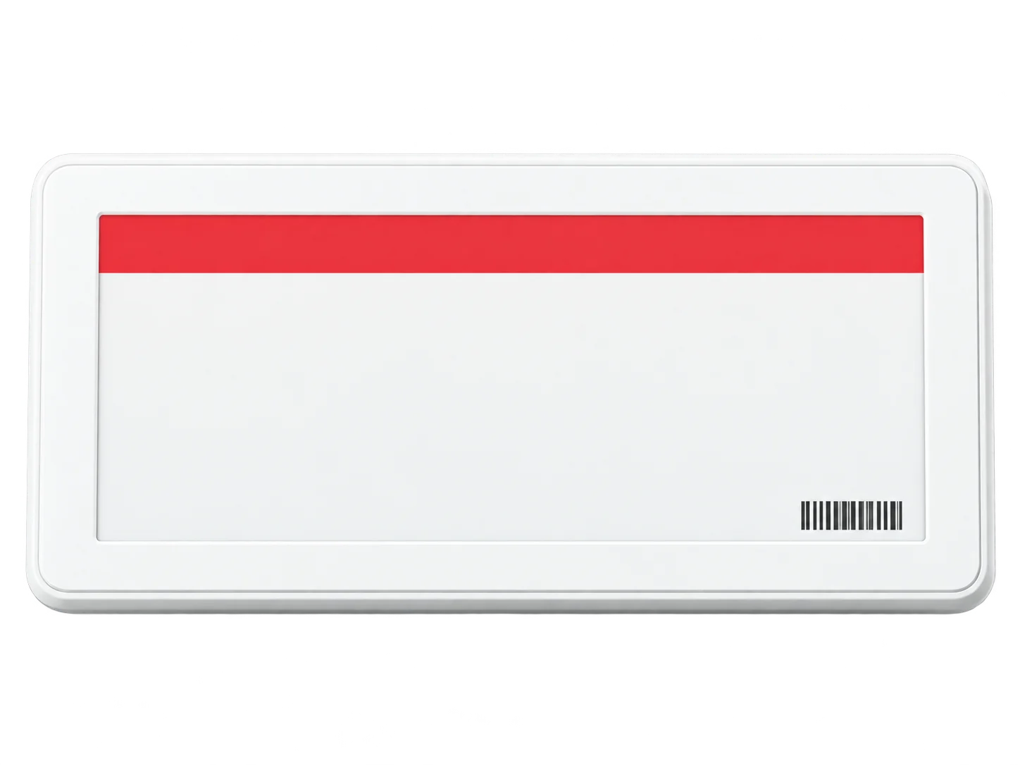 Concept illustration of a white-framed electronic shelf label with an editable example price